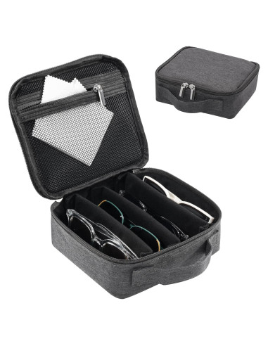Estuche Organizador de Gafas de Sol Lolalet - 4 Ranuras, Gris Oscuro