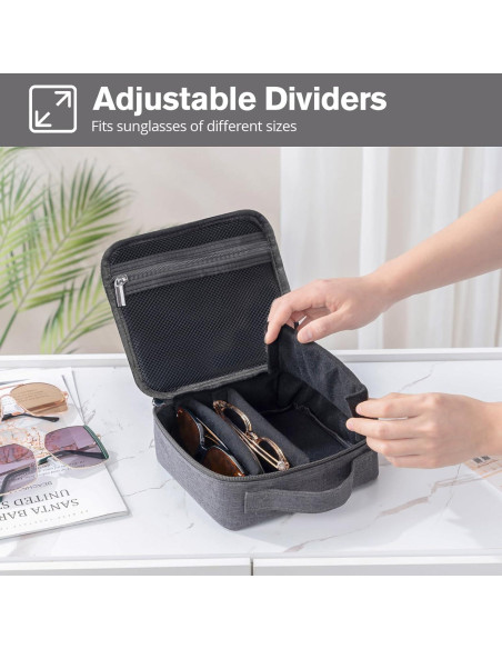 Estuche Organizador de Gafas de Sol Lolalet - 4 Ranuras, Gris Oscuro