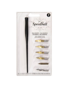 Juego de Caligrafía Básico Speedball - 7 Puntas y Soporte