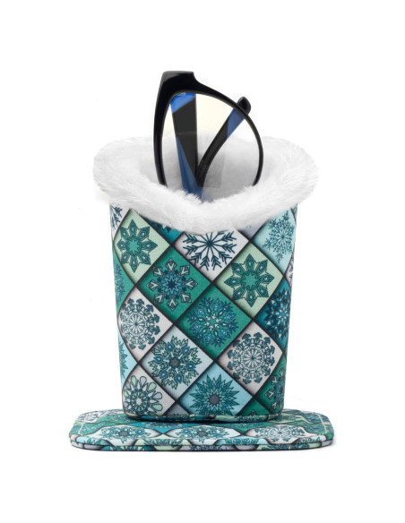 Soporte para Gafas Face Shadow Verde a Cuadros con Forro de Felpa Soporte para Gafas Face Shadow Verde a Cuadros con Forro de Felpa