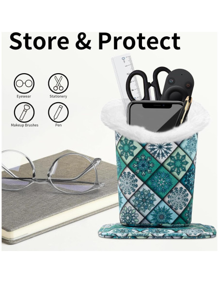 Soporte para Gafas Face Shadow Verde a Cuadros con Forro de Felpa Soporte para Gafas Face Shadow Verde a Cuadros con Forro de Felpa