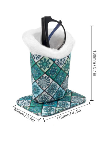 Soporte para Gafas Face Shadow Verde a Cuadros con Forro de Felpa