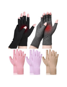 Guantes de Compresión SATINIOR para Artritis Sin Dedos - 5 Pares