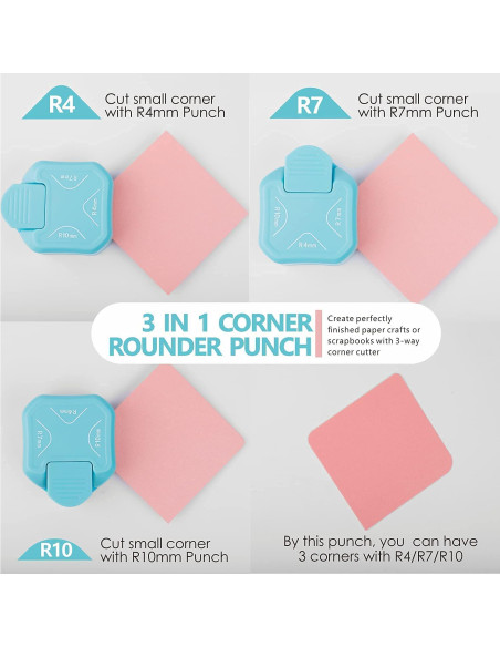 Cortador de esquinas 3 en 1 BearBoss - Azul Océano, 4mm, 7mm, 10mm