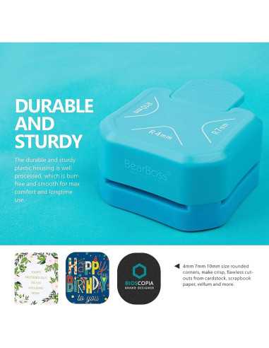 Cortador de esquinas 3 en 1 BearBoss - Azul Océano, 4mm, 7mm, 10mm