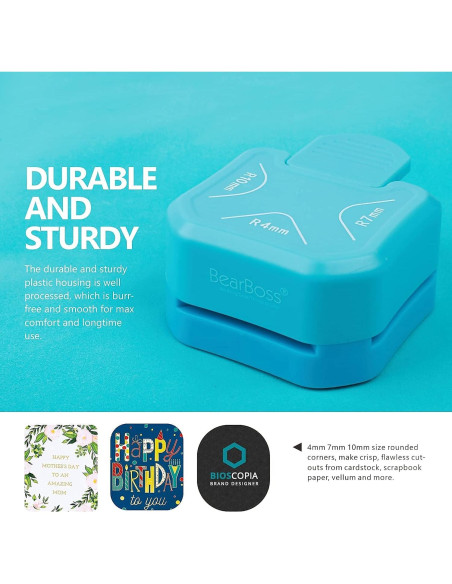 Cortador de esquinas 3 en 1 BearBoss - Azul Océano, 4mm, 7mm, 10mm