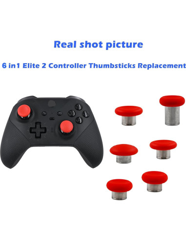 6 Piezas Reemplazo Joysticks Peixiong para Xbox Elite 2 Rojo