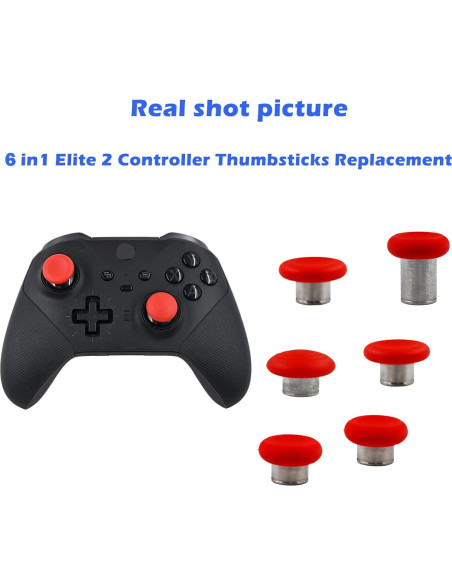 6 Piezas Reemplazo Joysticks Peixiong para Xbox Elite 2 Rojo