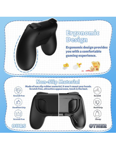 Agarre para Joy-Con FASTSNAIL Negro - Kit Ergonómico 2 Pzs 2
