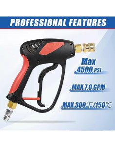 Pistola de Lavado a Presión TOOLCY Corta 4000 PSI con 5 Boquillas 2