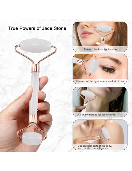Rodillo de Jade Facial XYZBSTAR Gua Sha Blanco 14.2x5.8cm Rodillo de Jade Facial XYZBSTAR Gua Sha Blanco 14.2x5.8cm