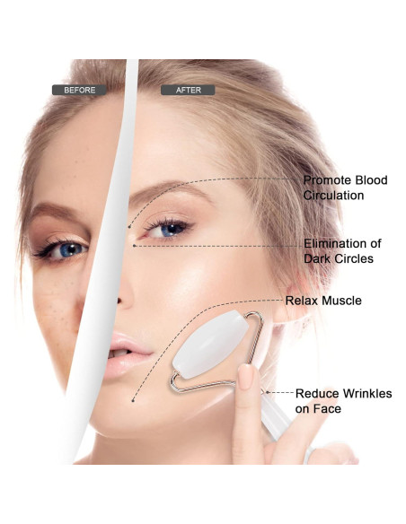 Rodillo de Jade Facial XYZBSTAR Gua Sha Blanco 14.2x5.8cm Rodillo de Jade Facial XYZBSTAR Gua Sha Blanco 14.2x5.8cm