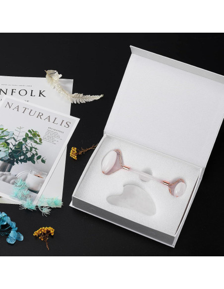 Rodillo de Jade Facial XYZBSTAR Gua Sha Blanco 14.2x5.8cm Rodillo de Jade Facial XYZBSTAR Gua Sha Blanco 14.2x5.8cm