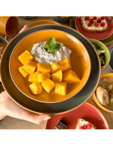 Juego de Platos Cerámica Mora Mate 19.8 cm Set 6 Pzs