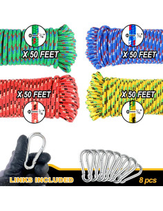 Cuerda Trenzada Wellmax 4 Pack 15,24m Multicolor Resistente 2