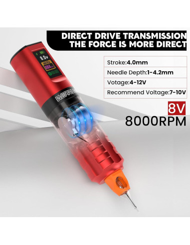 Kit de Tatuaje Inalámbrico Wormhole con Batería 1800mAh