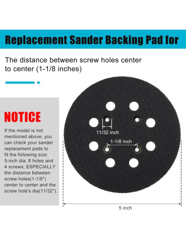 Almohadilla de Lijadora Mudder 5" 8 Agujeros Gancho y Bucle