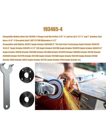 Llave de Grinda Genérico 193465-4 5" 5/8-11 Compatible