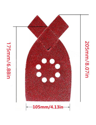 50 Hojas Lija DUSJVYUE 105x175mm 40-120 Grano 8 Agujeros