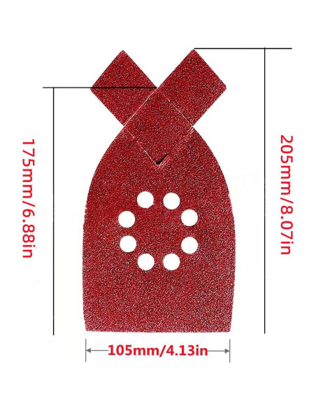 50 Hojas Lija DUSJVYUE 105x175mm 40-120 Grano 8 Agujeros