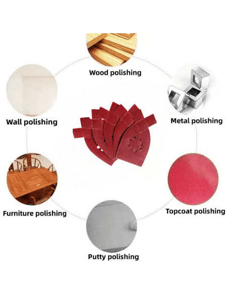 50 Hojas Lija DUSJVYUE 105x175mm 40-120 Grano 8 Agujeros