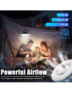 Ventilador de Camping XTAUTO Recargable USB con Linterna LED 2