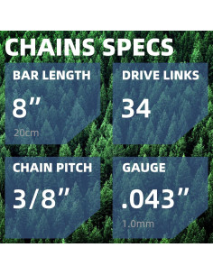 Paquete de 2 cadenas de sierra 20 cm Fifchall 34 enlaces 2