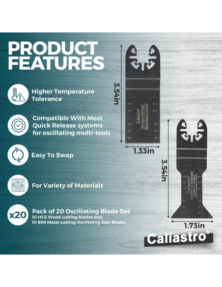 Juego de 20 Hojas de Sierra Caliastro para Madera y Metal