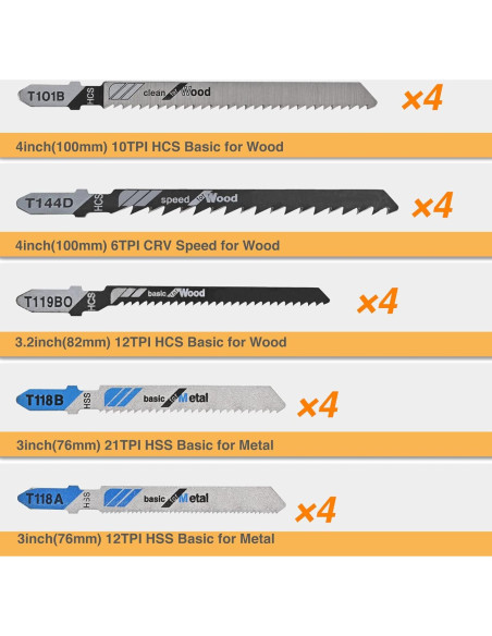 Juego de 20 Hojas de Sierra de Calar Aleybloodes T-Shank