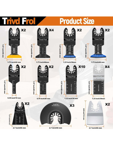 121 Cuchillas de Sierra Oscilante TrivdPro para Madera y Metal