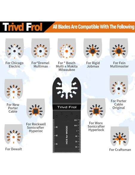 121 Cuchillas de Sierra Oscilante TrivdPro para Madera y Metal