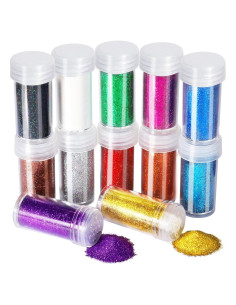 Set de 12 Tarros de Brillo Fino Fandamei 10g - 12 Colores