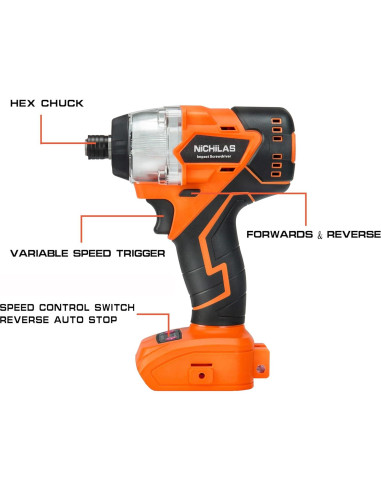 Taladro de impacto inalámbrico Nichilas 20V 420Nm LED
