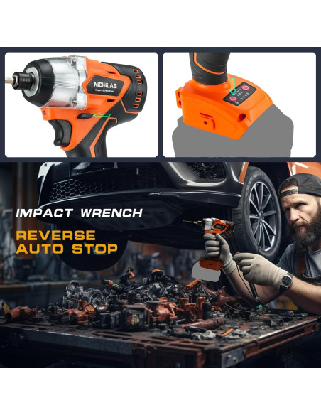 Taladro de impacto inalámbrico Nichilas 20V 420Nm LED