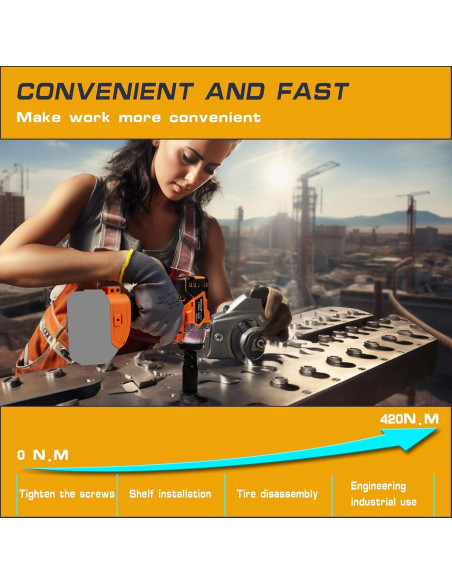 Taladro de impacto inalámbrico Nichilas 20V 420Nm LED