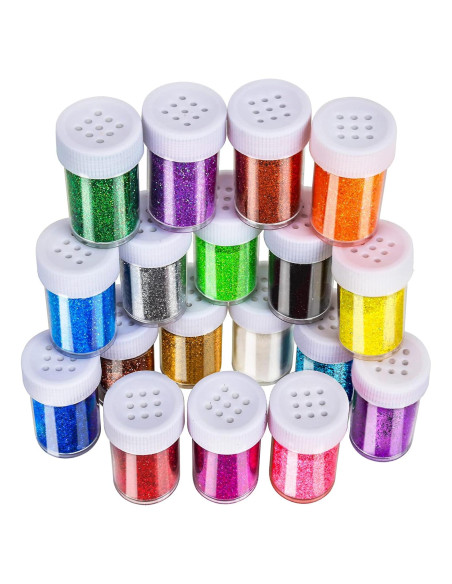 LEOBRO Brillo Extra Fino 18 Colores para Manualidades 270g