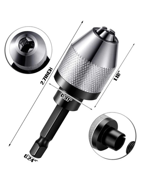 Adaptadores de Broca Sin Llave Fixinus 2 Piezas 0.3-6.5mm