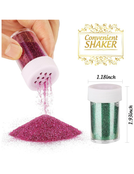 LEOBRO Brillo Extra Fino 18 Colores para Manualidades 270g