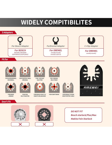 Cuchillas Oscilantes AMZWEI 20 Pcs Titanio 70mm Dientes Japoneses