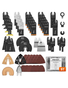 97 Piezas Hojas Oscilantes AMZWEI Titanio y Lija 44mm