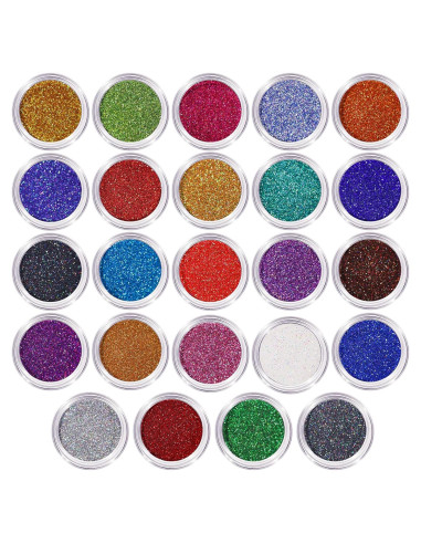 Brillo Fino Holográfico LEOBRO 24 Colores para Manualidades