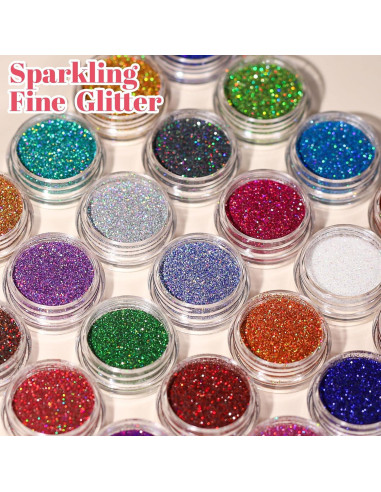 Brillo Fino Holográfico LEOBRO 24 Colores para Manualidades