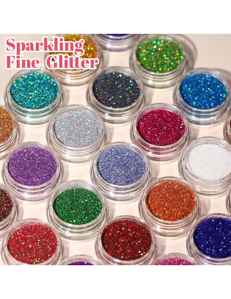 Brillo Fino Holográfico LEOBRO 24 Colores para Manualidades