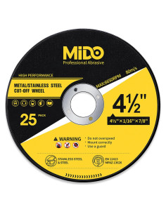 Ruedas de Corte MIDO 25 PCS Óxido de Aluminio 11.43 cm