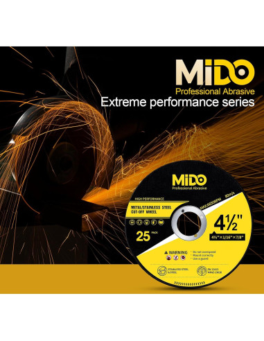 Ruedas de Corte MIDO 25 PCS Óxido de Aluminio 11.43 cm