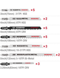 Set 25 Hojas Sierra de Calar WORKPRO HCS/HSS/BIM Variadas 2