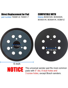 Pad de Lijado Makita 743081-8, 12,7 cm, Gancho y Asa 2