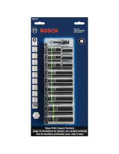 Juego de 10 Enchufes Profundos Bosch ITDSO12V10 1/2" 2