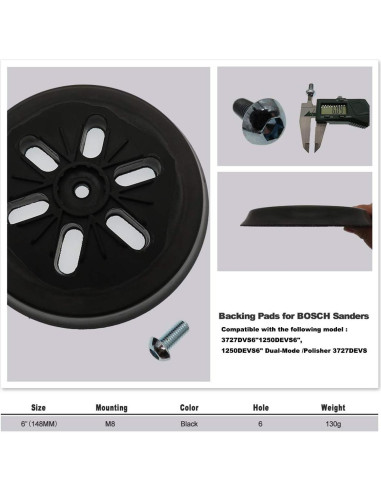 Almohadilla de Lijado Poweka 6" para Bosch 1250DEVS y ROS65VC