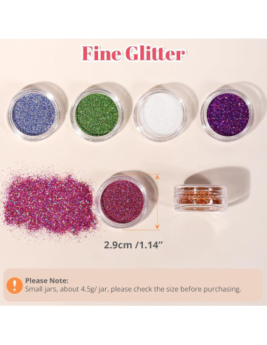 Brillo Fino Holográfico LEOBRO 24 Colores para Manualidades